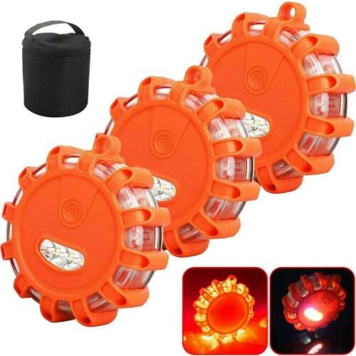 3pcs LED Flare Lights Magnetic Roadside Safety Warning Light for Flashing Road Emergency Disc for Vehicles Boat Car Boatin Lamp