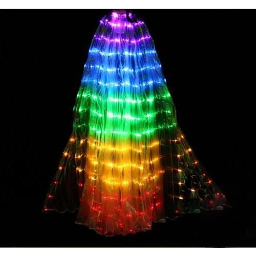 300 LED Colorful Women Belly Dance Isis Wings Belly Dancing Accessory Stage Performance Props Wings with Copper String Light