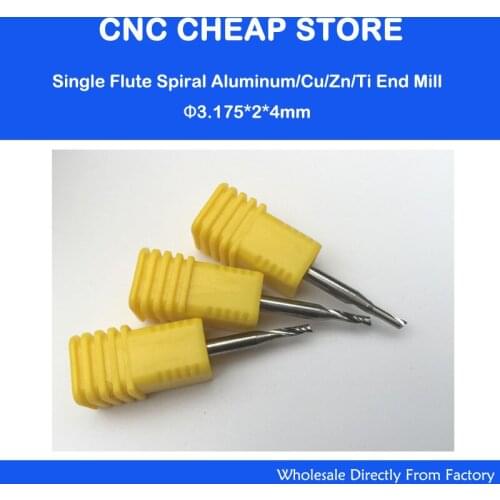 5pcs 3.175x2x4mm Single Flute Carbide End Tools CNC Aluminume Bit , Imported Milling Cutters Cutting Metal, Aluminum , Cu , Zn