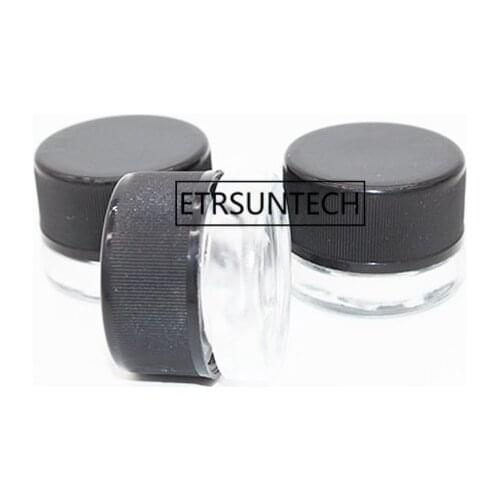 80pcs 3g 7g mini clear glass cream jar eye cream sample small round bottle cosmetic packaging container with black cap F3689