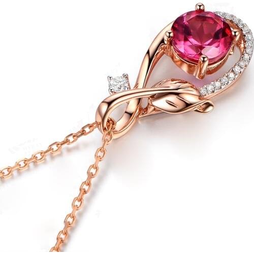 14K Rose Gold Leaf Necklace Pendant Women Charm Diamonds Gold Pendant Chain Luxury Jewelry for Women Christmas Necklace