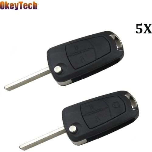 OkeyTech 5pcs/lot Flip Fold 2/3 Button Z Logo Groove Car Key Shell HU100 for Vauxhall Opel Corsa Astra Zafira Insignia Vectra