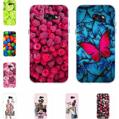 For Samsung Galaxy A5 2017 Case 5.2" Soft Silicon Phone Cover For Samsung A5 2017 GalaxyA5 2017 A520F Case Bumper Cat Flower