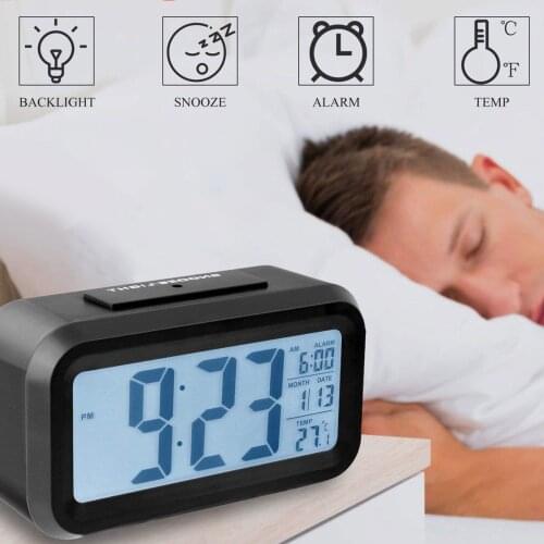 Digital Alarm Clock Night Battery LCD Screen Light Sensor Alarm Clock With Wake-up Function Activated Night Light (no Battery)