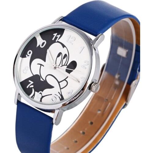 Disney Mickey Childrens leather quartz watch Mickey Mouse Simplicity classic Childrens watch Cartoons boy girl Casual watch