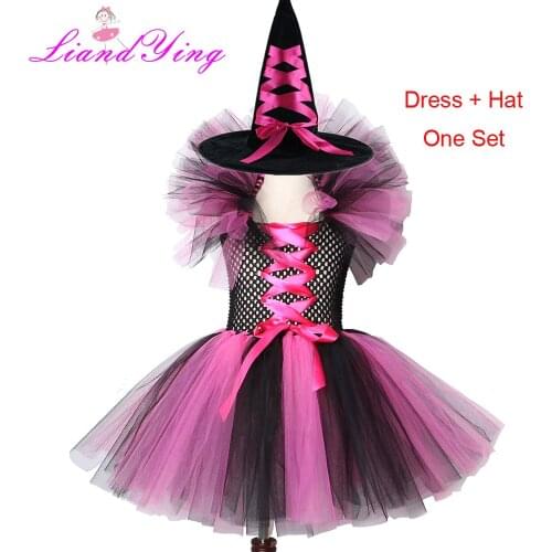 Girl Tutu Dress with Hat Children Birthday Photo Prop Dress Kids Baby Halloween Costume Handmade Dress