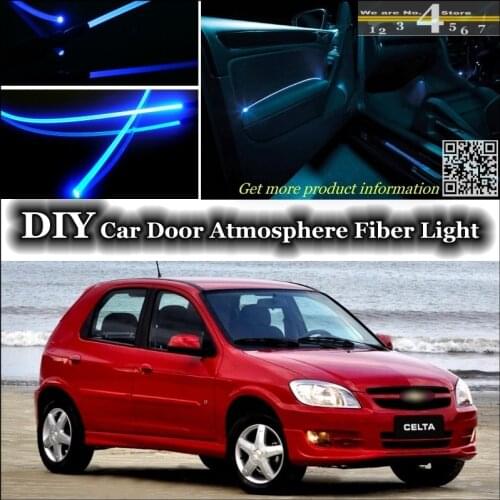 For Chevrolet Celta interior Ambient Light Tuning Atmosphere Fiber Optic Band Lights Inside Door Panel illumination For Tuning