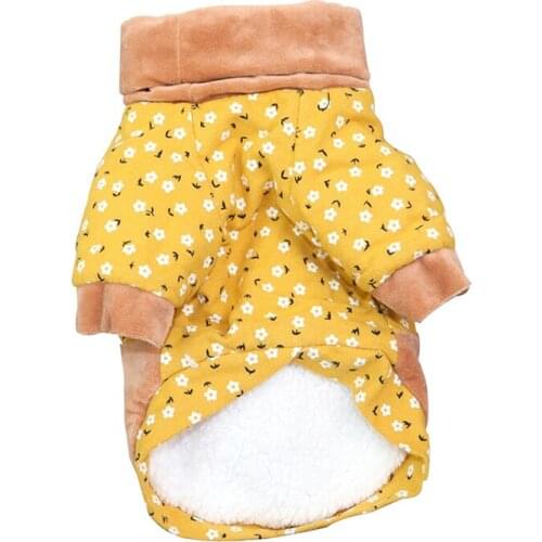 Dog Breathable Clothes Winter Thickened Warm Cotton-padded Clothes Fashionable Floral Pattern Soft Comfortable