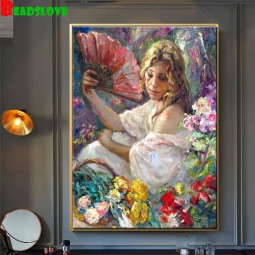 Europe woman 5d diy diamond painting full square round drill cross stitch diamond art mosaic embroidery for girl gift