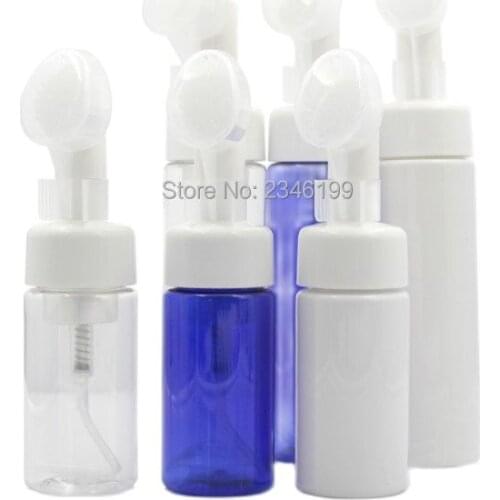 200ml Foam Bottle With Silicone Brush Empty Plastic Facial Cleanser Bottle 100ml Transparent Empty Body Wash Foam Bottle 20pcs