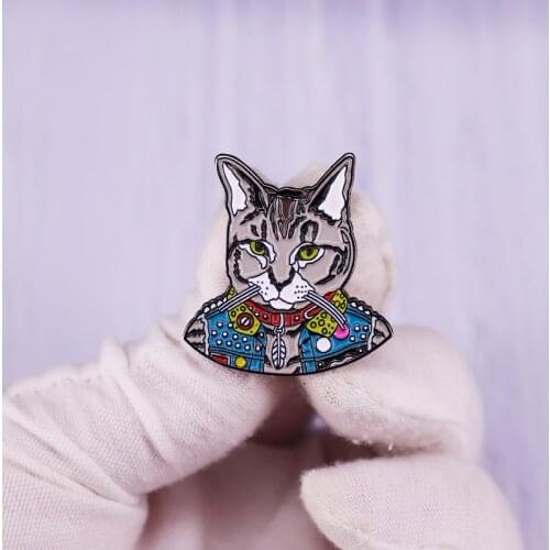 Hypnosis Punk Rock Cat Enamel Pin Brooch Tabby Animal Badge humor for cat lovers and people suffering from anxiety
