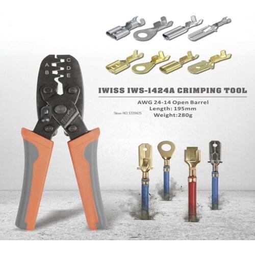 IWISS Wire Clamp Open Barrel Terminal Crimper Plier Tool for Molex Style DELPHI AMP TYCO Terminals Crimper Open Barrel 24-14 AWG