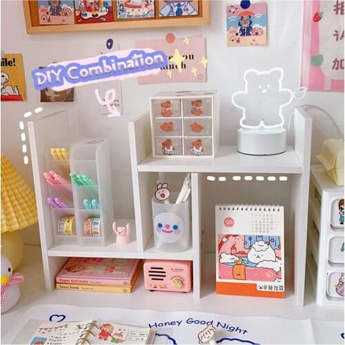 W&G Cute Mobile Desk Storage Shelf Holder Office Desktop Organizer Table Organizer Bookshelf Insert Shelve For Kids Room