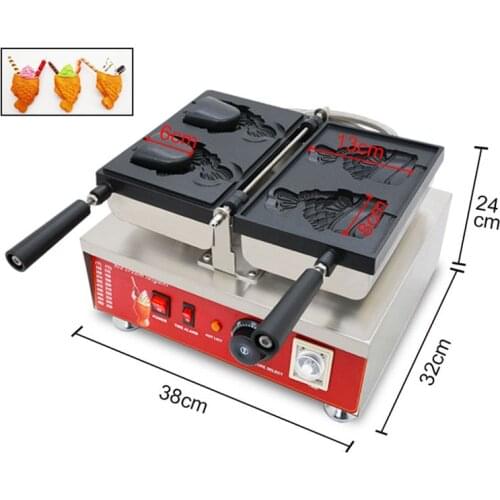 Open Mouth Big Fish Taiyaki Ma Korea Ice Cream Taiyaki Maker with 2 plates Fish Shaped Cake Commercial waffle Maker