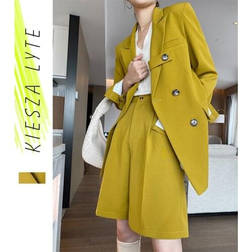 Woman suit sets half pants long sleeve blazer jacket 2021 spring summer fashion suit two pieces sets outwear
