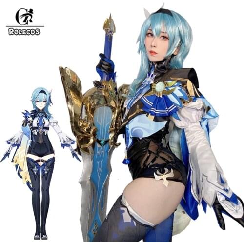 ROLECOS Game Genshin Impact Eula Cosplay Costume Genshin Impact Cosplay Costume Eula Outfit Halloween Cosplay Uniform Full Set