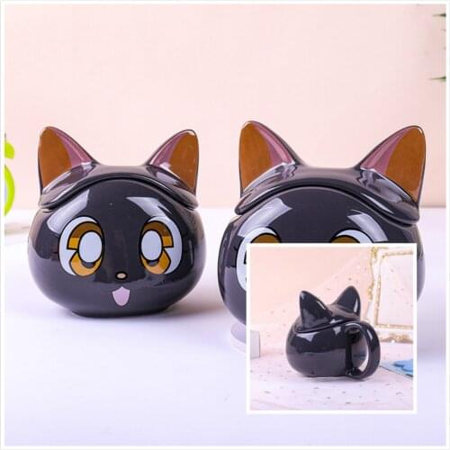 Sailors Moon Mug Luna 3D Coffee And Drink Cup High Temperature Manufacture Ceramics Creative Coffee Cup Cartoon Mug Black Cat