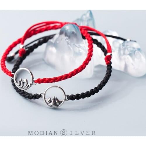 Modian Fashion 925 Sterling Sliver Retro Mountain Sea Round Braided Rope Bracelet for Women DIY Bracelet Promise Fine Jewelry