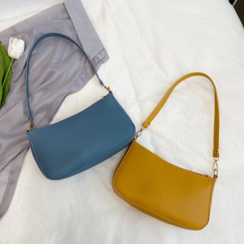 Fashion Women PU Shoulder Underarm Bag Casual Solid Color Small Purse Leisure Elegant Ladies Handbag Shoulder Bag