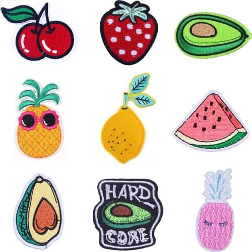 Prajna Cartoon Cute Fruits Patch Embroidered Patches For Clothing Stickers Fruit Applique Iron On Patches On Clothes Stripe DIY