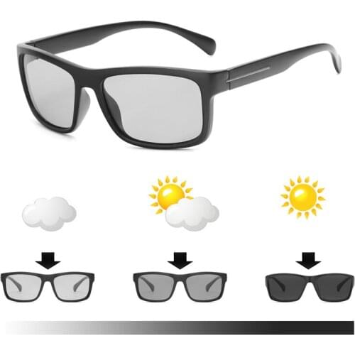 2018 New Men Driving Photochromic Sunglasses Men Polarized Chameleon Discoloration Sun Glasses Square Sunglasses