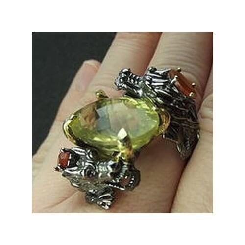 Mens Fashion 925 Silver Ring Luxury Domineering Olive Emerald Ring Wedding Engagement Ring Party Jewelry Size 6-13