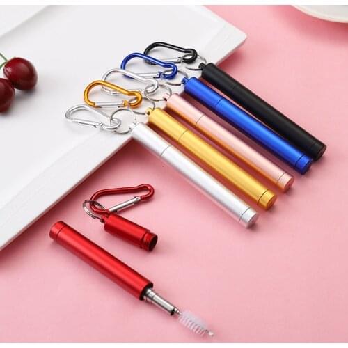 Stainless Steel Straw Set Outdoor Travel Portable Telescopic Straw Set Sealed Three-section Telescopic Straw Accessories