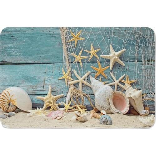 Mediterranean Ocean Style Sea Starfish Throw Floor Mat Home Decor Printed Linen Home Decor Floor Rug Footcloth fishing n