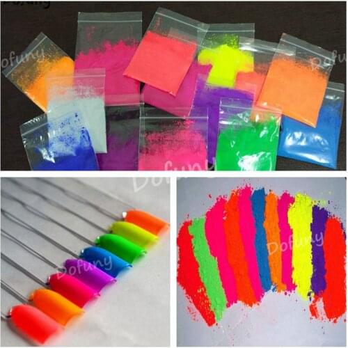 Neon Matte Fluorescent Nail Art Glitter Ombre Neon Nail Art Decor Shinny under ultraviolet light Phosphor powder 10gr/lot