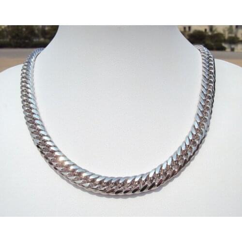 NEW Handsome 2 4 k White Solid Gold Finish Heavy 10mm Miami Cuban Fine Link Chain Necklace