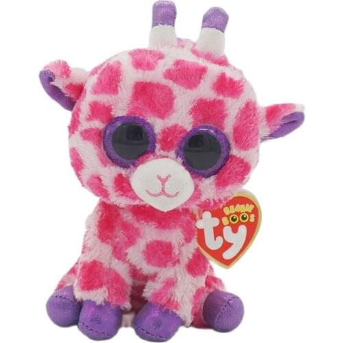 New 6"15cm Ty Beanie Stuffed Big Eyes Pink Spotted Giraffe Plush Stuffed Animal Collectible Toy Christmas Birthday Gift