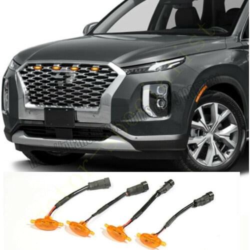 NEW For Hyundai Palisade 2020-2021 Front Grille LED Light Raptor Grill Trim Cover 4PCS car accessories