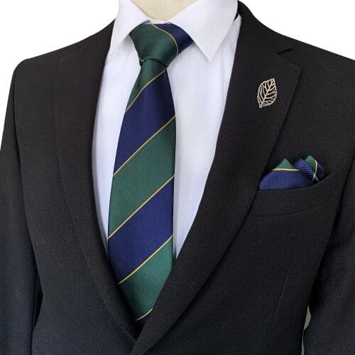 New Design Mens Ties with Handkerchief Unique Striped Necktie Gravatas Pocket Square Set for Men Gift