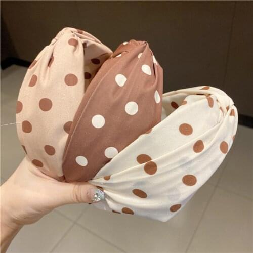 2021 New Wide Edge Knotted Womens Hair Hoop Fashion Solid Color Wave Point Headbands Simple Bezel Hair Bands Hair Accessories