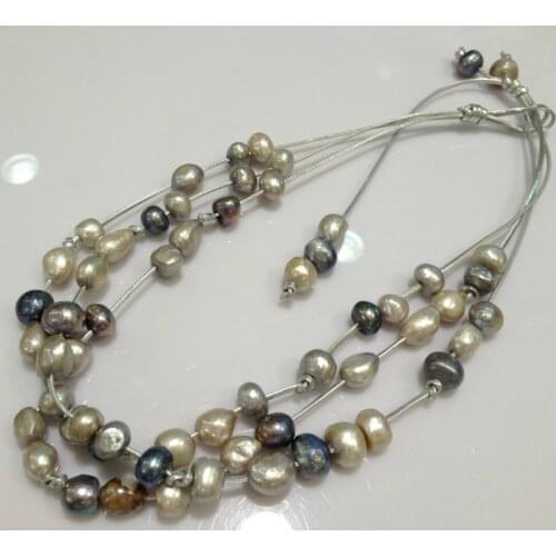Baroque Freshwater Pearl Necklace Multilayer Free Shipping Multicolor Women Jewelry