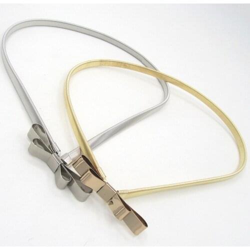 Bowknot Waist Belt Elastic Alloy Creative Chic Skinny Belt Dress Belt for Women Girls Metal Golden Silver Chain Belt Jewellery