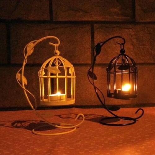 Romantic european wedding bird cage wrought iron candlestick Lantern Lamp Decor For Dinner Home