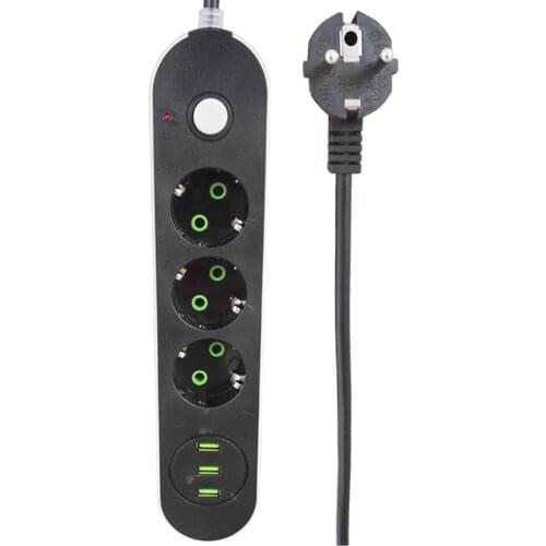 Power Strip USB Fast Charging Socket Universal Electrical Extender Cable for Home Office Network Filter(EU Plug)