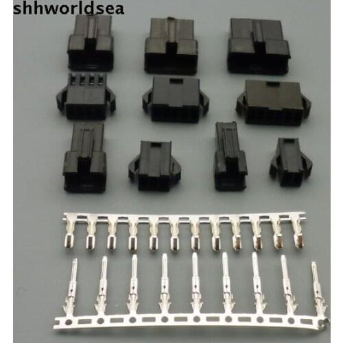 Shhworldsea 100 Sets JST 2.54mm SM 2P 3P 4P 5P 6P Way Multipole Connector plug With ternimal male and female