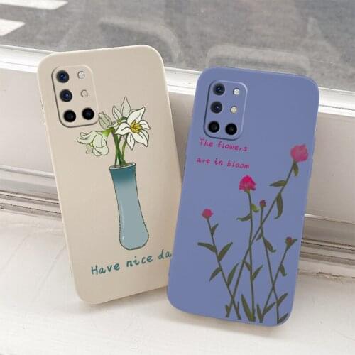 Lily Liquid Silicone Case For Oneplus 8t 9 9pro 9r pro Shockproof Soft Phone Cover Case