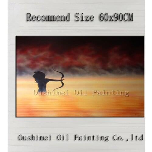 Top Quality Master Painter Handmade Impression The Warrior Holding Arrow Oil Painting On Canvas Hunting Landscape Oil Painting