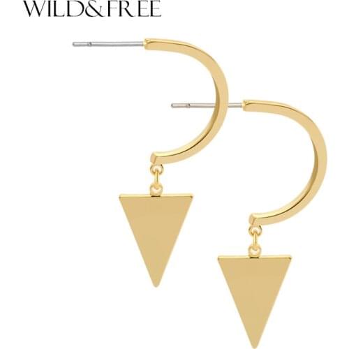 Women Simple Triangle Pendant Stud Earrings Jewelry Fashion High Quality Copper Gold Silver Color Stud Earrings For Women Gift