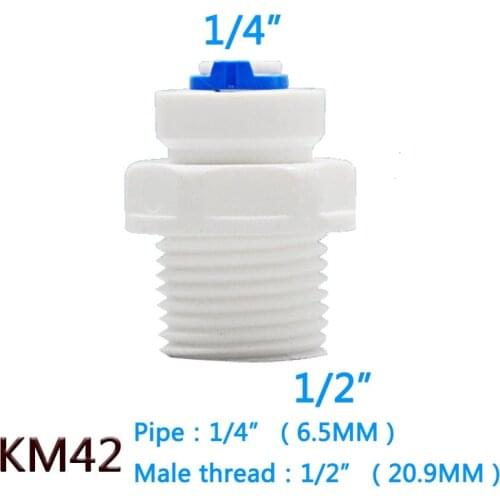 1PC 1/4" OD Tube -1/2" BSP Male Threaded Quick Connector RO Water Straight Male BSP And Pipe Without trouble Of Nut Connector
