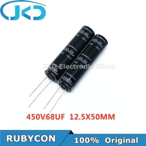 10pcs RUBYCON 68UF 450V 12.5*50mm 68UF450V 450V68UF 12.5x50mm Aluminum Electrolytic Capacitor Original