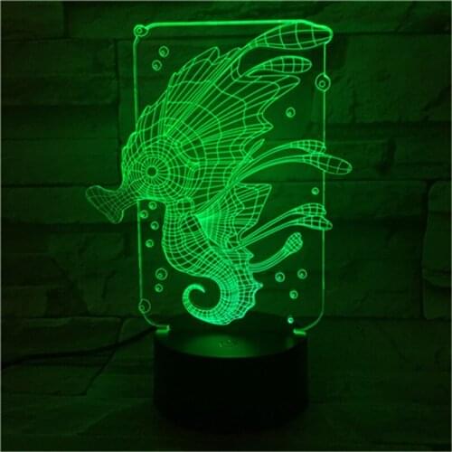 Animal Seahorse 3D Lamp Touch Sensor 7 Color Changing Decor Lamp Child Kids Baby Kit Nightlight Seahorse Led Night Light 464