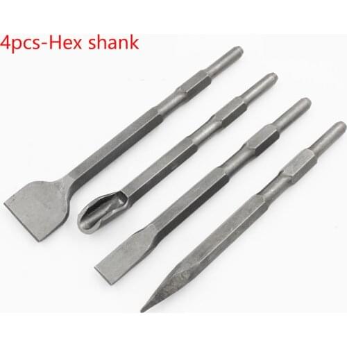 4pcs/set Hex shank Electric Hammer Drill Chisel Plus Rotary Hammer Bits Set Fit Concrete Hydropower Installation Tools