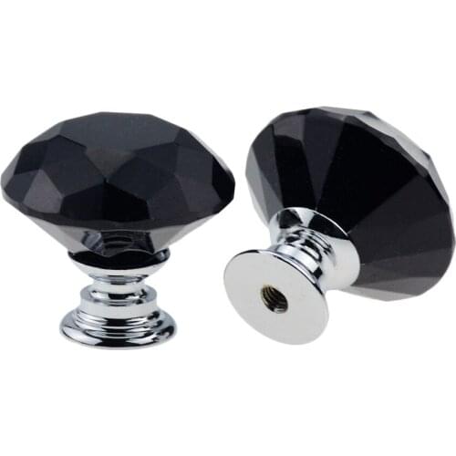 5Pcs/Lots Drawer Handle 30x30mm Crystal Diamond Handle Cabinet Door Handle Knobs Handle Cabinet Handle Vermiculite Black
