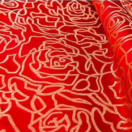 500cm*75cm Rose emulation silk brocade fabric furniture cushions quality packaging products women girls dress diy fabric