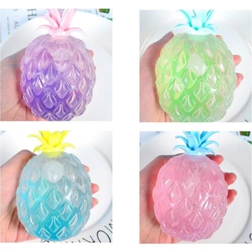 A2UB Squishy Pineapple Stress Balls Toy Tropical Fruit with Sequins Promote Stress Relief Restore Mental and Physical Balance