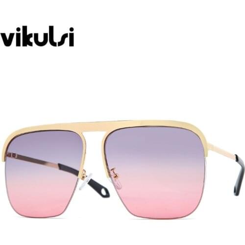 Oversize Brand Sunglasses Women 2020 New Fashion Men Metal Half Frame Sun Glasses Retro Luxury Sun Glasses Female UV400 Oculos